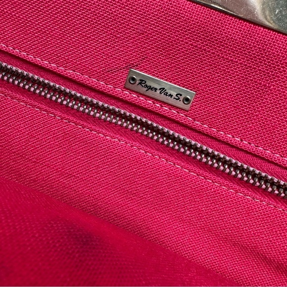 Vintage Roger Van S. Elegant Brown Leather Clutch with Gold Chain - Picture 10 of 10